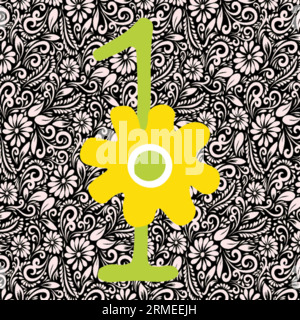 Alphabet Letter 1, Alphabet Letter Design, Alphabet Letter Illustration, Letzte Kunst, Buchstabenillustration, Alphabetvektor, Schriftartvektor Stock Vektor