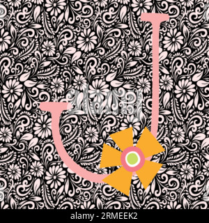 Alphabet Buchstabe J, Alphabet Letter Design, Alphabet Letter Illustration, Letzte Kunst, Schrift Illustration, Alphabetvektor, Schriftartvektor Stock Vektor