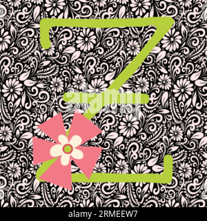 Alphabet Letter Z, Alphabet Letter Design, Alphabet Letter Illustration, Letzte Kunst, Buchstabenillustration, Alphabetvektor, Schriftartvektor Stock Vektor