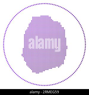 Nevis digitales Badge. Gepunktete Karte von Nevis im Kreis. Technische Ikone der Insel mit gradizierten Punkten. Erstaunliche Vektorillustration. Stock Vektor