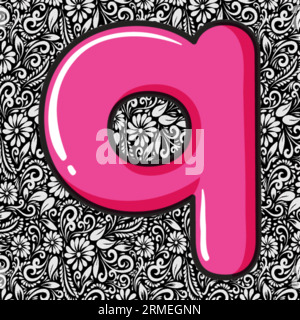 Alphabet kleiner Buchstabe Q , Alphabet Letter Design, Alphabet Letter Illustration, Letzte Kunst, Schrift Illustration, Alphabetvektor, Schriftartvektor Stock Vektor