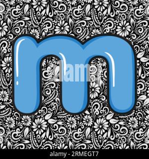 Alphabet Kleinbuchstabe M , Alphabet Letter Design, Alphabet Letter Illustration, Letzte Kunst, Buchstabenillustration, Alphabetvektor, Schriftartvektor Stock Vektor