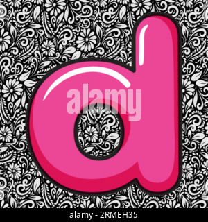 Alphabet Kleinbuchstabe D , Alphabet Letter Design, Alphabet Letter Illustration, Letzte Kunst, Schrift Illustration, Alphabetvektor, Schriftartvektor Stock Vektor
