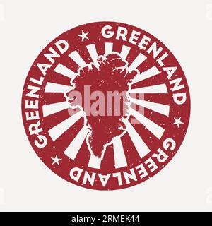 Grönland-Stempel. Roter Gummistempel mit Landkarte, Vektorillustration. Stock Vektor