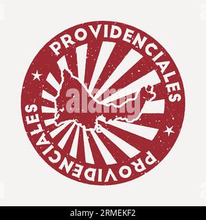 Providenciales-Stempel. Reisen Sie roten Stempel mit der Karte der Insel, Vektor-Illustration. Stock Vektor