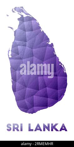 Karte von Sri Lanka. Abbildung des Landes mit niedrigem Poly. Violettes geometrisches Design. Polygonale Vektorillustration. Stock Vektor