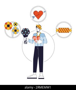 Liebhaber Person Archetyp flache Linie Konzept Vektor Helden Illustration Stock Vektor