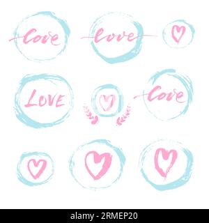Vektor-Set von Hand gezeichnete Liebe Doodle Elemente für Valentinstag, Vektor-Illustration. Stock Vektor