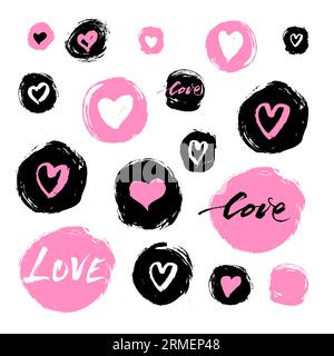 Set aus handgezeichneten Vektorherzen. Designelemente für den Valentinstag Stock Vektor