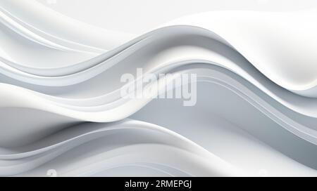 Minimalistischer 3D abstrakter welliger weißer Hintergrund realistisch Stockfoto