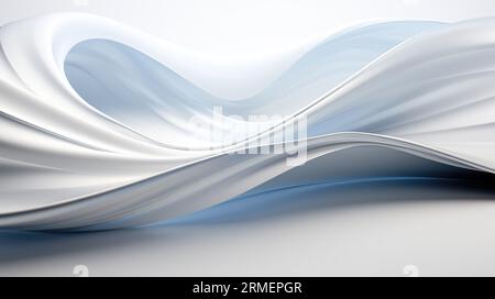 Minimalistischer 3D abstrakter welliger weißer Hintergrund realistisch Stockfoto