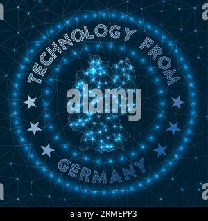 Technologie aus Deutschland. Futuristisches geometrisches Abzeichen des Landes. Technologisches Konzept. Rundes Deutschland-Logo. Vektorabbildung. Stock Vektor