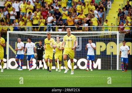 Villareal, Spanien. 27. August 2023. Juan Foyth von Villarreal CF während der Regular Season Runde 3 der La Liga EA Sport zwischen Villareal CF und FC Barcelona im Ceramica Stadion. Villareal CF 3 : 4 FC Barcelona. Quelle: SOPA Images Limited/Alamy Live News Stockfoto