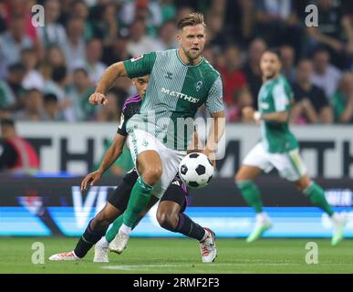 Bremen, Deutschland. August 2023. firo : 18.08.2023 1.Bundesliga Erstligasaison 2023/24 SV Werder Bremen - FCB FC Bayern München München München . Single Action Niclas Fullkrug Fuellkrug, Werder Credit: dpa/Alamy Live News Stockfoto