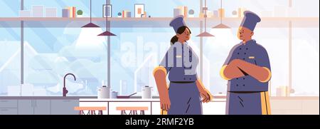 Mann Frau professionelle Restaurant Küchenchefs oder Bäcker in Uniform Lebensmittelindustrie Arbeiter Happy Labor Day Feier Konzept Stock Vektor