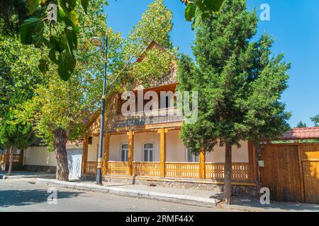 Alte Häuser der Deutschen in der GoyGol-Stadt Westaserbaidschan Stockfoto