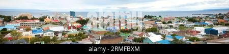 Panoramablick auf Punta Arenas, Chile, Südamerika Stockfoto