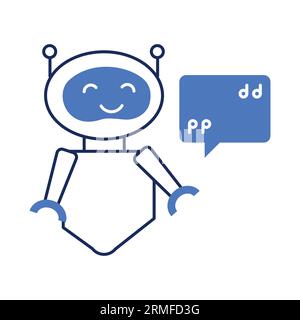 Roboter mit Symbol für Chat-Zitat: Ein Symbol für Unterhaltung und Interaktion. Stock Vektor