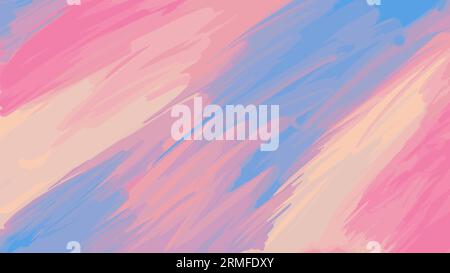 Abstrakter Hintergrund, Textur. Pinselstriche in zarten cremigen Gelbblau-rosa Farben. Fließende Farben, Farbspritzer. Stock Vektor