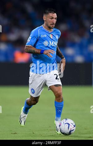 Neapel, Italien. 27. August 2023. Matteo Politano von SSC Napoli während des Serie A Tim Spiels zwischen SSC Napoli und US Sassuolo im Stadio Diego Armando Maradona am 27. August 2023 in Neapel, Italien. Quelle: Giuseppe Maffia/Alamy Live News Stockfoto