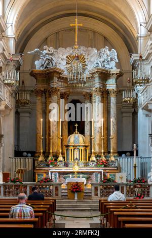 Das Innere der Kirche Santissima Trinità dei Monti, Rom, Italien Stockfoto