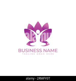 Abstrakte Lotus Blumen und Menschen Logo Design Vektor Yoga Wellness Symbol Elemente Symbol. Lotus People-Logo. Abstraktes Lotus Flower-Logo. Stock Vektor