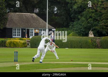 Priory Park Cricket Club in Aktion Chichester West Sussex England Stockfoto
