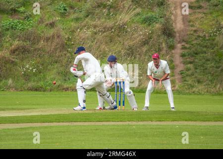 Priory Park Cricket Club in Aktion Chichester West Sussex England Stockfoto
