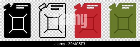 Symbole für Kraftstoff-CAN eingestellt. Benzinschilder. Benzinsymbole für Autos. Vektorillustration Stock Vektor