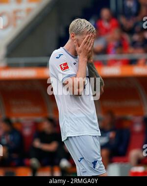 August 26, 2023, Voith-Arena, Heidenheim, GER, 1.FBL, 1.FC Heidenheim vs TSG 1899 Hoffenheim, DFL-Vorschriften verbieten jede Verwendung von Fotografien als Bildsequenzen und/oder Quasi-Video. Im Bild Wout Weghorst (Hoffenheim) Stockfoto