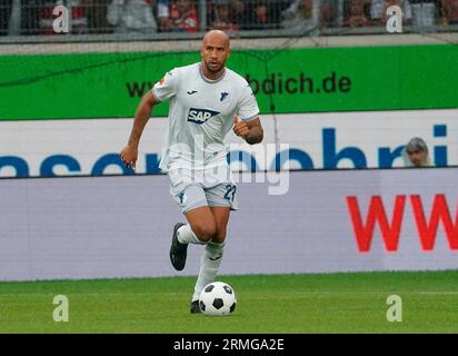 August 26, 2023, Voith-Arena, Heidenheim, GER, 1.FBL, 1.FC Heidenheim vs TSG 1899 Hoffenheim, DFL-Vorschriften verbieten jede Verwendung von Fotografien als Bildsequenzen und/oder Quasi-Video. Auf dem Bild: John Anthony Brooks (Hoffenheim) Stockfoto