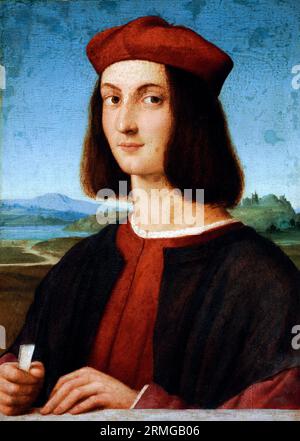 Porträt des jungen Kardinals Ippolito i d’Este von Raffaello Sanzio da Urbino, 1483–1520), Öl auf Nussbaum, um 1503-05 Stockfoto