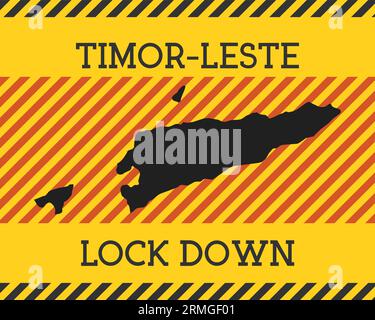 Timor-Leste Sperrschild. Gelbes Symbol für Pandemiegefahr für Land. Vektorabbildung. Stock Vektor