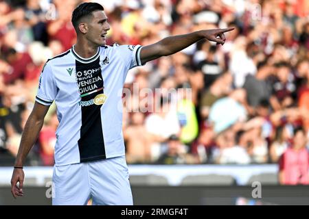 Salerno, Italien. 28. August 2023. Während des Fußballspiels der Serie A zwischen US Salernitana und Udinese Calcio im Arechi-Stadion in Salerno (Italien), 28. August 2023. Quelle: Insidefoto di andrea staccioli/Alamy Live News Stockfoto