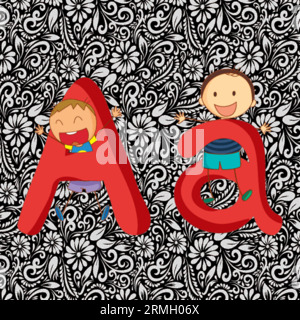 Alphabet Letter A, Alphabet Letter Design, Alphabet Letter Illustration, Letzte Kunst, Buchstabenillustration, Alphabetvektor, Schriftartvektor Stock Vektor