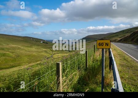 60 Grad North Schild, Shetland Stockfoto