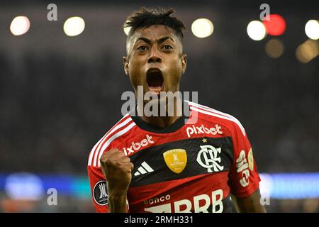 Rio de Janeiro, Brasilien, 3. August 2023. Fußballspieler Bruno Henrique von der Flamengo-Mannschaft, während eines Spiels gegen Olimpia, für die Libertadores 2023 Stockfoto