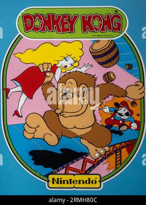 Nintendo Donkey Kong – Seite des klassischen Arcade-Spieleschranks Stockfoto