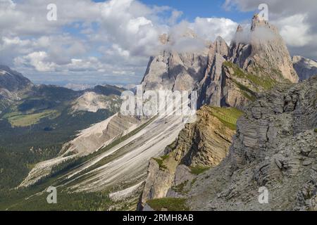 Gruppo delle Odle aus Seceda, Südtirol, Italien. Stockfoto