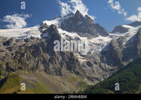 Massiv von La Meije, Ecrins-Nationalpark, Frankreich. Stockfoto