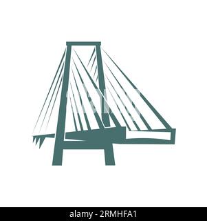 Brückensymbol, Bau-, Architektur- und Städtebau-Geschäftssymbol, Vektorzeichen. Symbol für Straßenbrücke für Reise- oder Versicherungsunternehmen, Industrie t Stock Vektor