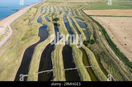 Reculver ist ein Dorf und Küstenort etwa 5 Meilen östlich von Herne Bay an der Nordküste von Kent im Südosten Englands Stockfoto