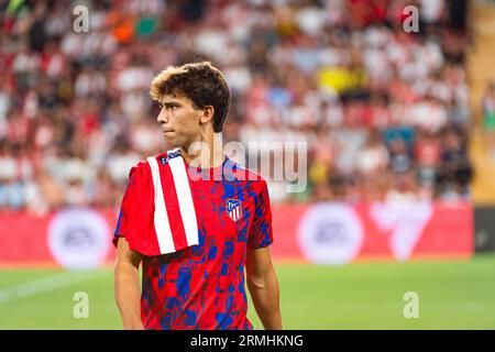 Madrid, Madrid, Spanien. 28. August 2023. Joao Felix (Atletico Madrid) spielte vor dem LaLiga EA Sports Football Match zwischen Rayo Vallecano und Atletico Madrid am 28. August 2023 im Estadio de Vallecas in Madrid, Spanien (Credit Image: © Alberto Gardin/ZUMA Press Wire) NUR REDAKTIONELL! Nicht für kommerzielle ZWECKE! Stockfoto