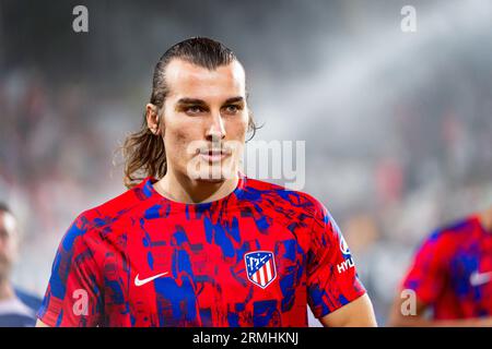 Madrid, Madrid, Spanien. 28. August 2023. Aglar Soyuncu (Atletico Madrid) vor dem LaLiga EA Sports Football Match zwischen Rayo Vallecano und Atletico Madrid am 28. August 2023 im Estadio de Vallecas in Madrid, Spanien (Credit Image: © Alberto Gardin/ZUMA Press Wire) NUR REDAKTIONELLER GEBRAUCH! Nicht für kommerzielle ZWECKE! Stockfoto