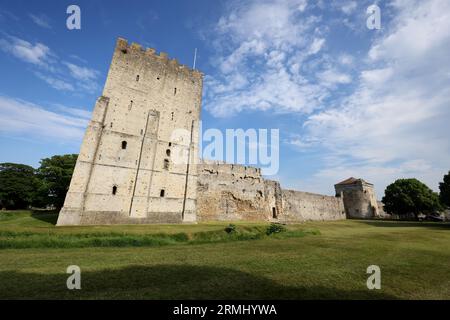 Allgemeine Ansichten von Portchester Castle, in der Nähe von Portsmouth, Hampshire, Großbritannien. Stockfoto