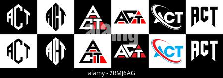 ACTS Logo-Design im 6er-Stil. WIRKEN SIE Polygon, Kreis, Dreieck, Sechseck, flach und einfach mit schwarz-weißer Farbvariation Buchstaben Logo se Stock Vektor