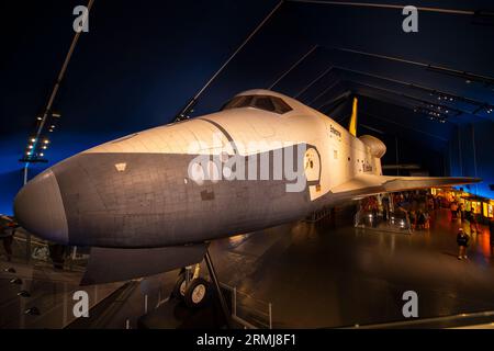 Das Space Shuttle Entreprise war der erste Orbiter des Space Shuttle-Systems. Sie wird auf Intrepid Aircraft Carrier in Manhattan, New York City, ausgestellt. Stockfoto