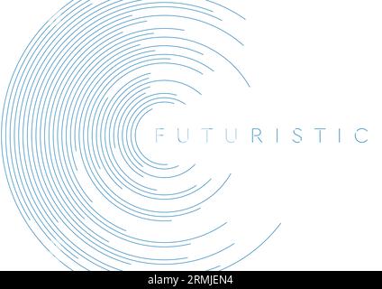 Blaue kreisförmige Linien abstrakter futuristischer Technologiehintergrund. Vektordesign Stock Vektor