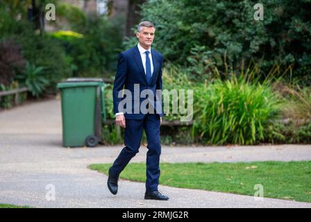London, Vereinigtes Königreich. August 29 2023. Verkehrsminister Mark Harper wird in Westminster während der morgendlichen Medienrunde gesehen. Quelle: Tayfun Salci / Alamy Live News Stockfoto