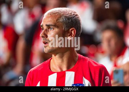 Madrid, Spanien. 28. August 2023. Antoine Griezmann (Atletico Madrid) spielte während des LaLiga EA Sports-Fußballspiels zwischen Rayo Vallecano und Atletico Madrid am 28. August 2023 im Estadio de Vallecas in Madrid, Spanien Credit: Independent Photo Agency/Alamy Live News Stockfoto